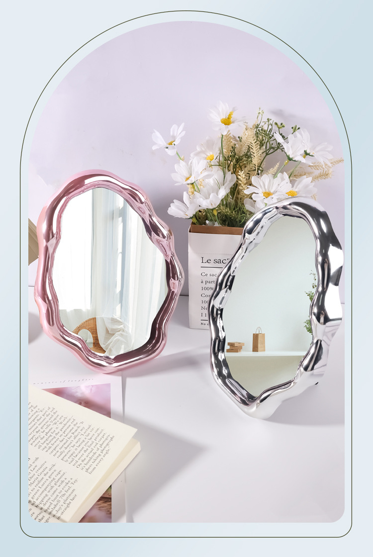552g Weight Mirror Makeup Tools Types 1 Piece Quantity Plastic Material Irregular Pattern Cute Style Cute Irregular Plastic Mirror 1 Piece 无