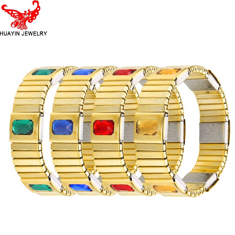 Saudi Colorful Gemstone Unique Style Bracelet for Women Titanium Steel Bracelet Magnetic Therapy Bracelet Wholesale
