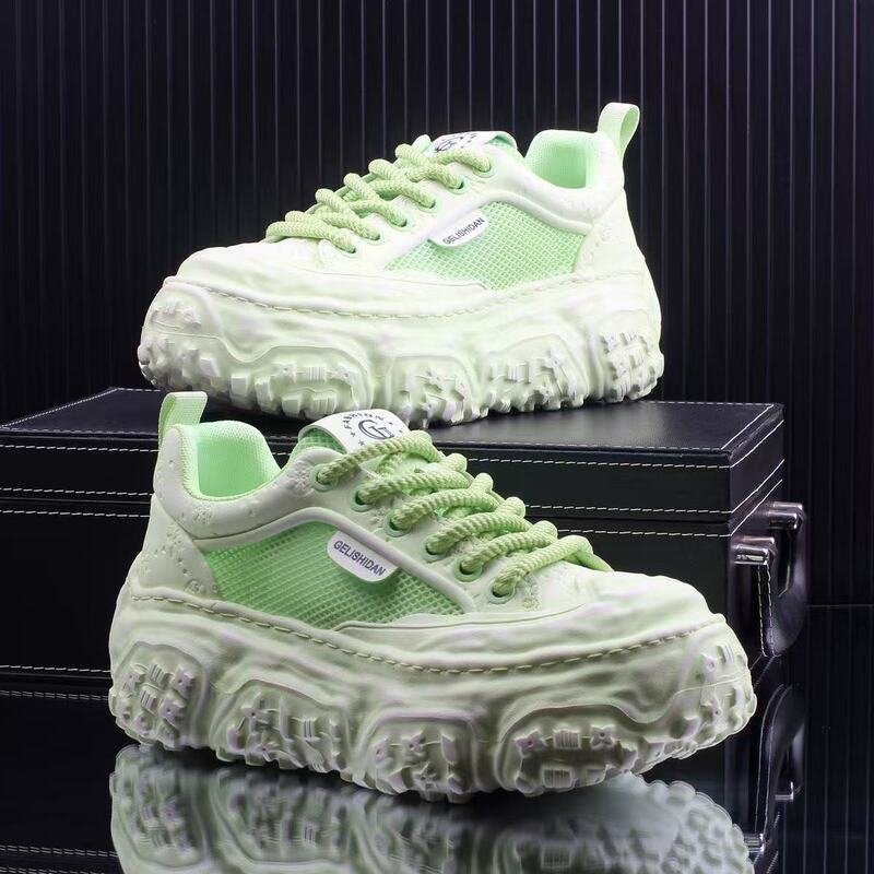 Men's 2025 Summer New Mesh Breathable Versatile Casual Fashion Thick-Soled Height-Increasing Dad Shoes