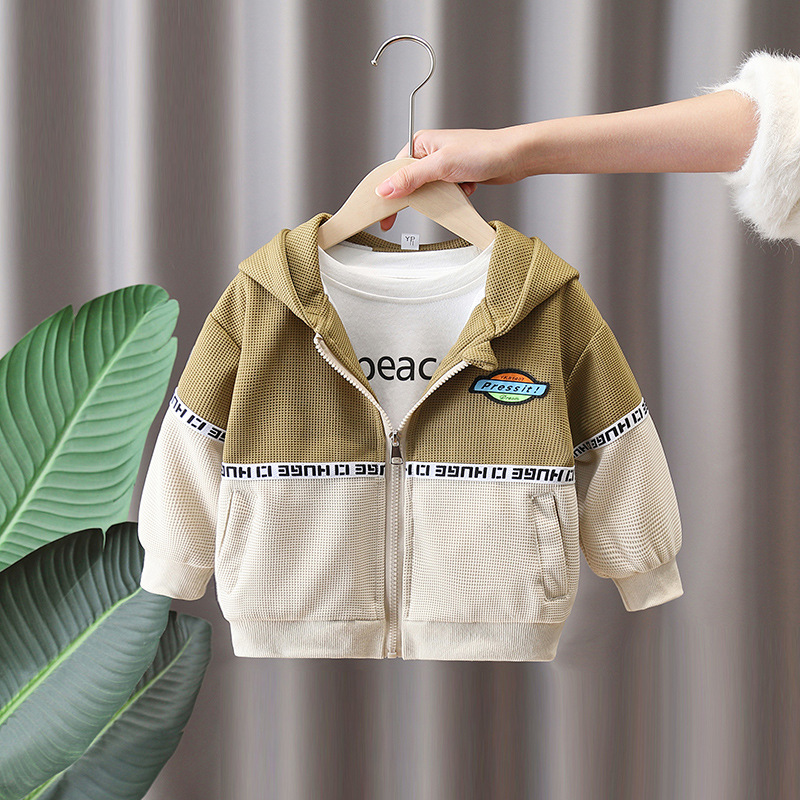 7655 chaquetas de primavera para niños, chicos guapos usan rompevientos con capucha 2025 nueva chaqueta a juego de colores de primavera y otoño