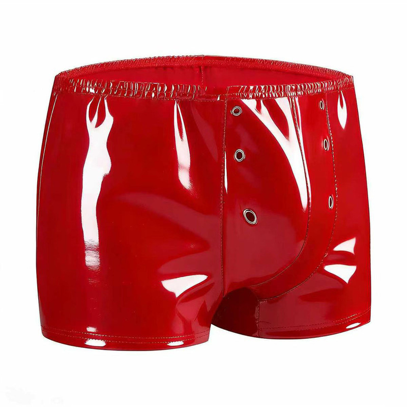 Cross-Border Products Men's Pvc Shiny Leather Boxer Shorts with Double Eyelet Design, Accurate Sizing Cross-Border Products Men's Pvc Shiny Leather Boxer Shorts with Double Eyelet Design, Accurate Sizing