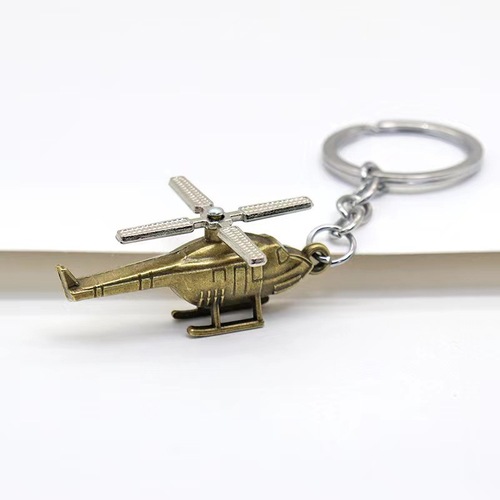 Cross-border retro creative three-dimensional helicopter car keychain pendant pendant men's backpack pendant ornaments