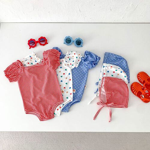 Korean Summer New Children's Swimwear for Infants and Toddlers, including Swim Caps, Diaper Cover, Onesies for Girls, Swimwear for Beach and Swimming