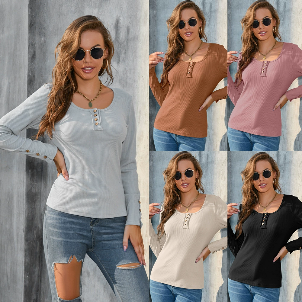 2022 Новая Повседневная однотонная базовая одежда больших размеров с круглым вырезом и длинным рукавом, Женская приталенная футболка Qi Color, размер Qi, осенне-зимний топ