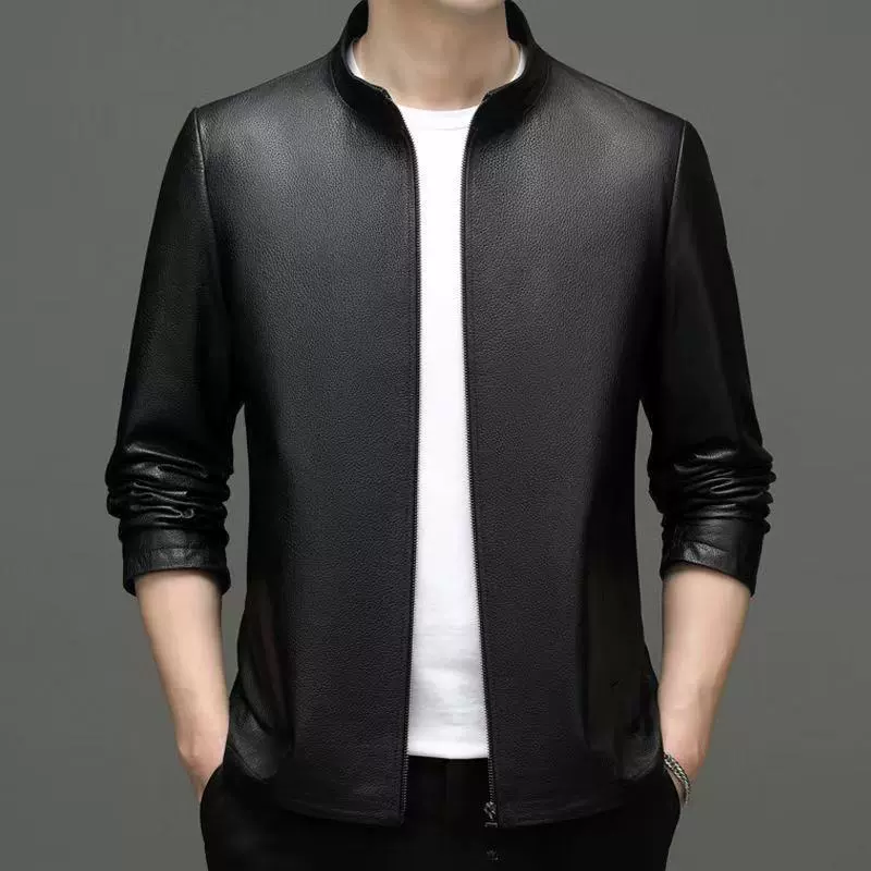 真皮皮衣男士牛皮立领潮流机车服皮夹克秋季外套皮衣男皮夹克休闲