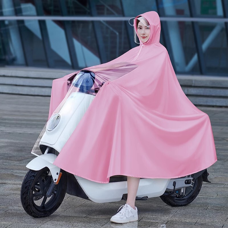 Electric car raincoat substitute driving battery car poncho women's large double brim waterproof desk bell can wear helmet thick