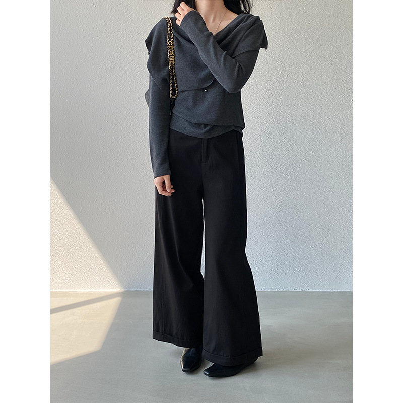 江左呼声很高的窄版裤型显瘦遮肉莱赛尔休闲裤秋卷边直筒裤女1678