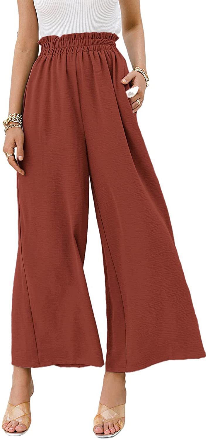 Women's Holiday Daily Beach Simple Style Solid Color Full Length Pleated Casual Pants Wide Leg Pants display picture 7