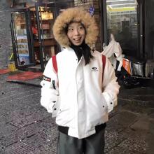 rass冬季白色派克服派克羽绒服女冬2024新款加厚工装羽绒棉衣棉服