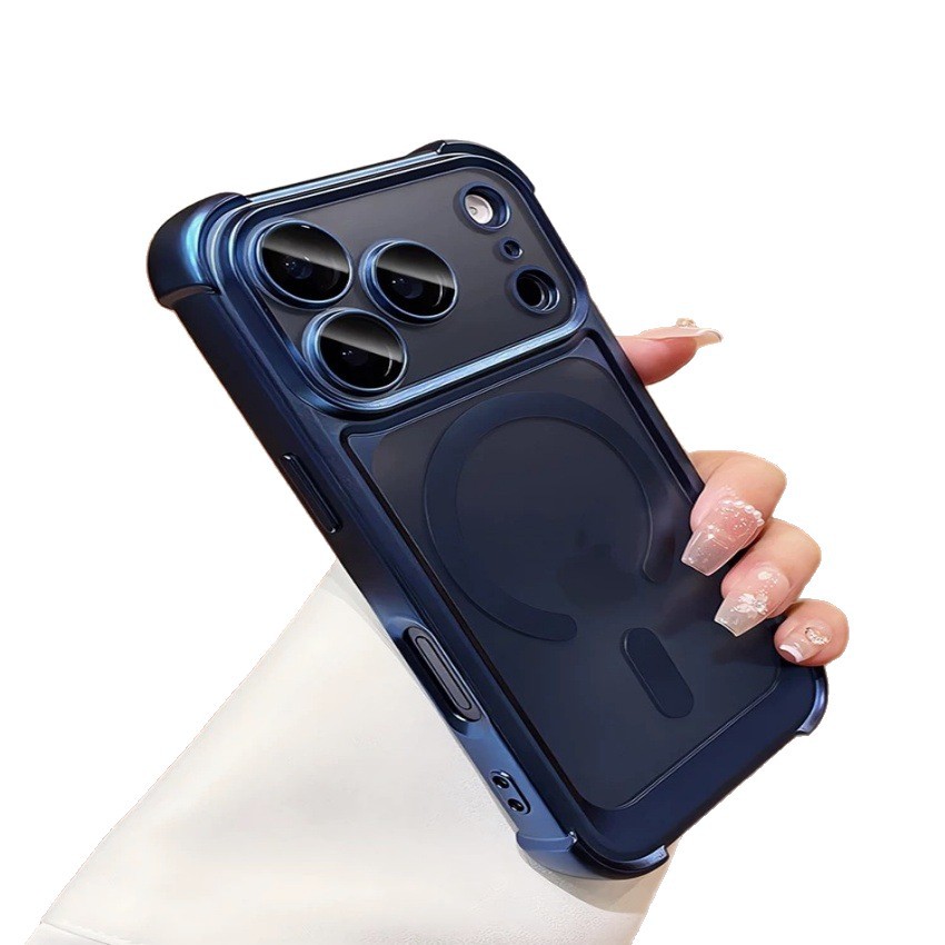 Aplicable para iPhone17PRO caso de teléfono de alta calidad esmerilado cuatro ángulos bolsa de aire de succión magnética todo incluido anti-caída manzana 16 / 15