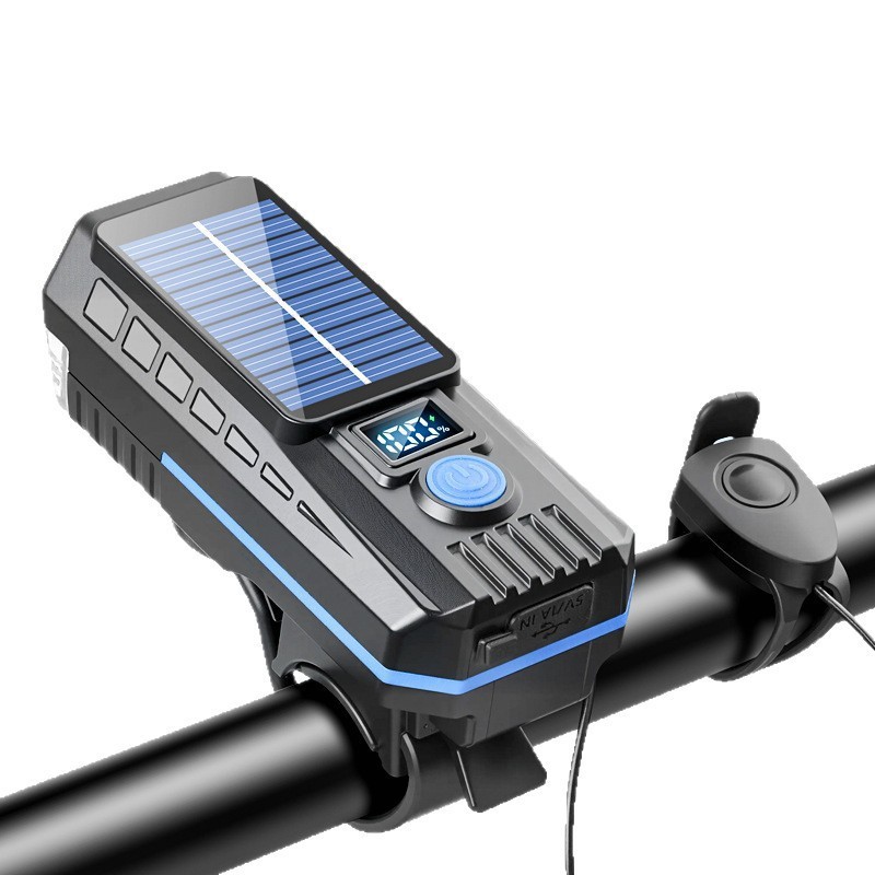 Faro Solar para Bicicleta Recargable USB para Ciclismo Nocturno