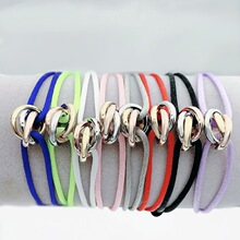 Stains Steel Bracelet 3 Color Metal Buckle Ribbon Lace Up
