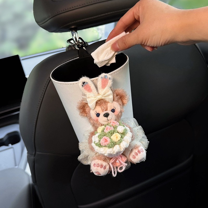 Shirley Duffy Car Trash Can and Tissue Box 2-in-1 Hanging In-Car Storage with a High-End Feel for Women