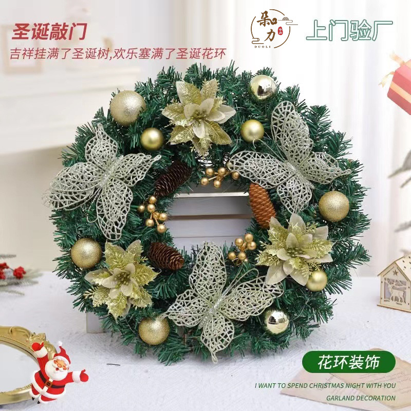 Decoración de coronas de Navidad decoración de Navidad estilo europeo y americano doméstico decoración de Navidad decoración de coronas hechas a mano decoración de escenas