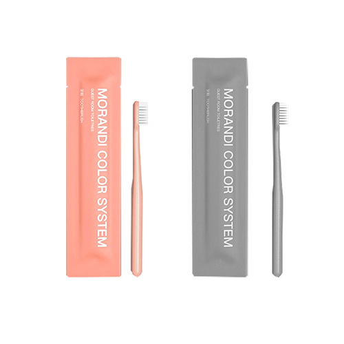 Youthful Grapefruit Disposable Toothbrush Set: Hotel-Style Soft-Bristle Toothbrushes with Individual Packaging—Perfect for Guesthouses