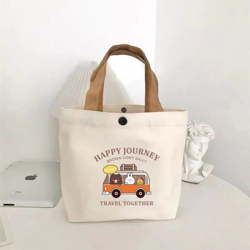 Bolsa de caricatura pequeña bolsa de lona bolsa bolsa de almuerzo de niñas bolsa de oficina simple bolsa de almuerzo bolsa de almacenamiento