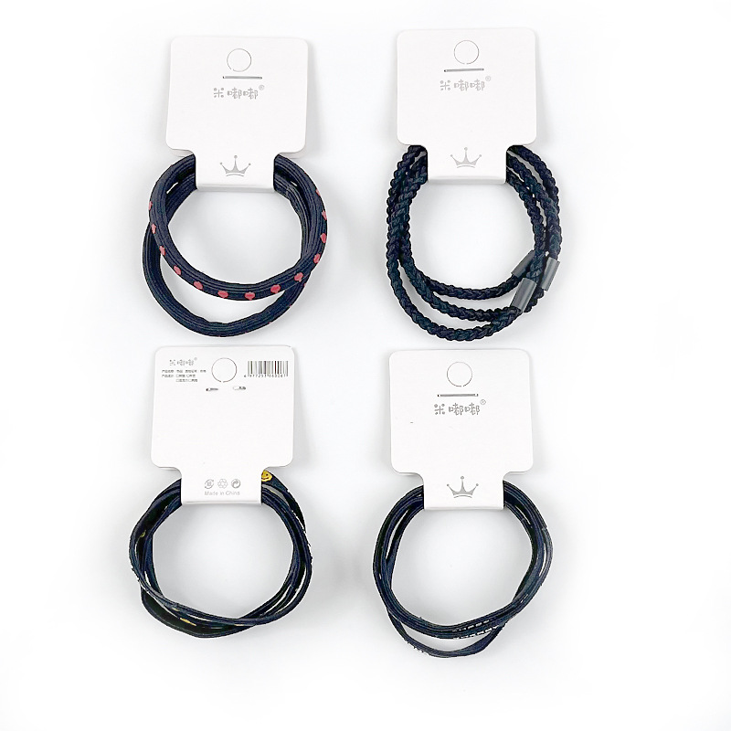 Alta cuerda elástica del lazo del pelo cuerda de pelo impreso negro simple banda de goma banda de pelo cuerda de pelo no duele accesorios para el cabello tocado estilo coreano