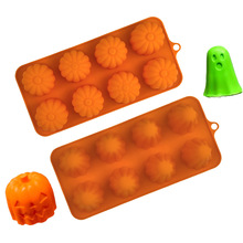 新款万圣节南瓜幽灵头硅胶模具幽灵软糖慕斯蛋糕巧克力吸血鬼糖果