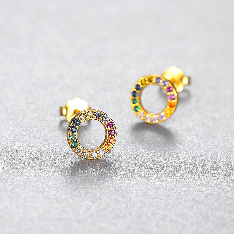 1 Pair Casual Simple Style Circle Copper Plating Hollow Out Inlay Zircon Ear Studs display picture 2