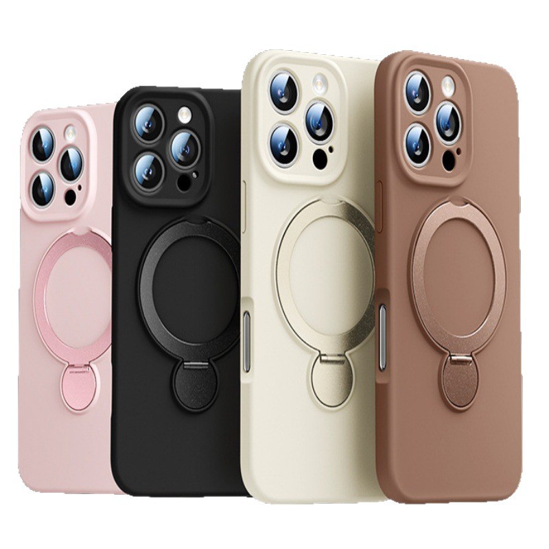 Funda de silicona líquida para teléfono móvil Apple 17PROMAX, soporte magnético giratorio de cobertura total, funda protectora para iPhone15