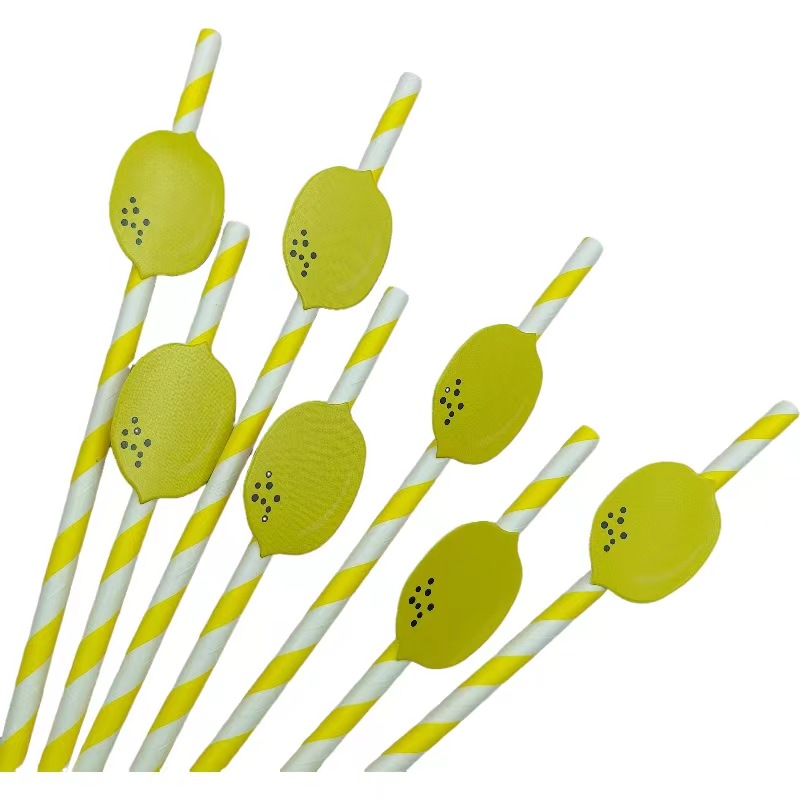 Papel de fiesta transfronteriza paja desechable degradable para bebidas de postre paja de fruta