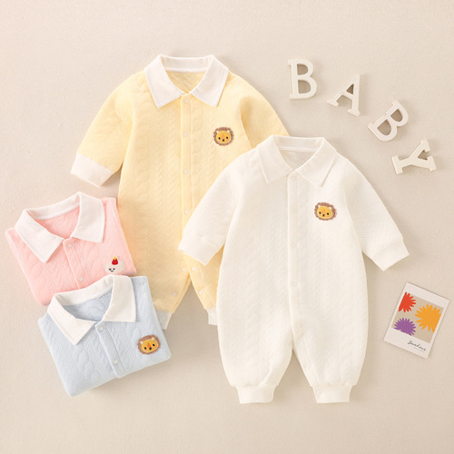 Baby Cotton-Padded Winter Jumpsuit for Newborns, Boneless Romper with Long Sleeves—Perfect for Outings and Keeping Tiny Ones Warm
