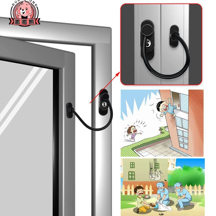 Dudu Bear Защита от детей, высотный защитный замок для окна с защитой от падения, двухтактный ограничитель, выталкивающий, Противоугонный оконный замок