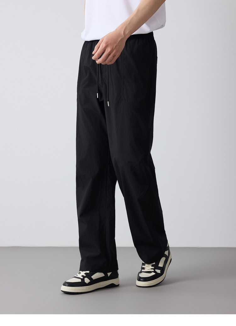 Quần jogger nam dáng rộng thùng thình phong cách thể thao thành phố, cạp chun — đen chi tiết 40