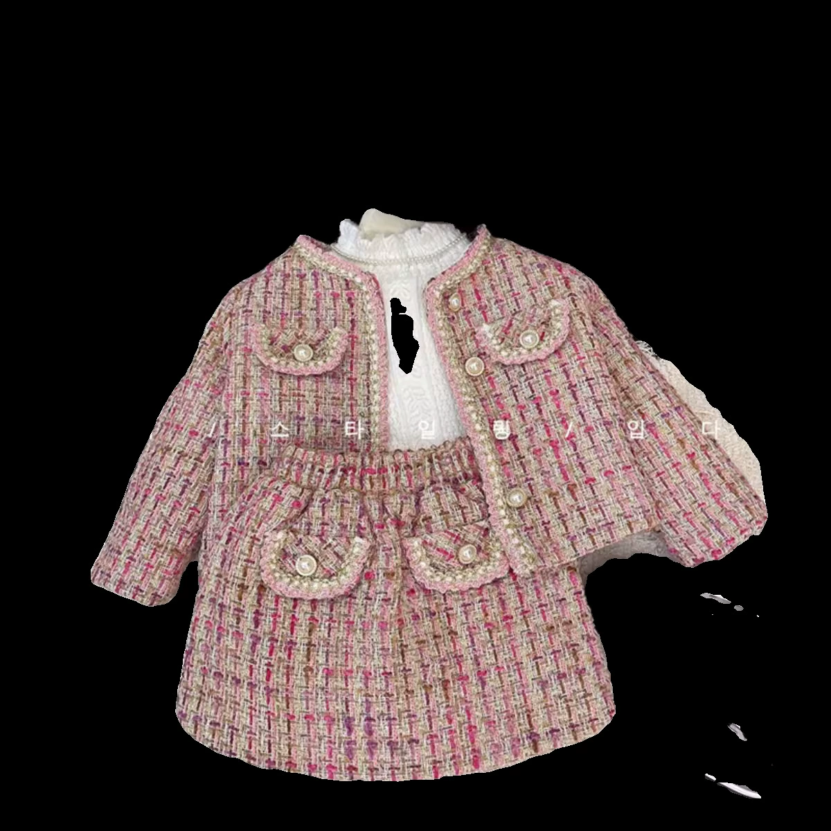 Демисезонный комплект, мода куртка, мини-юбка, корейский стиль, стиль Chanel