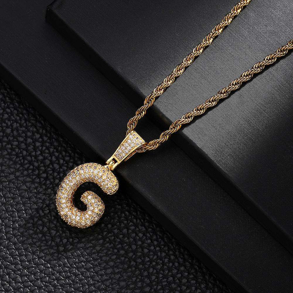 Nuevo cross-border 26 letras inglesas colgantes collares de bronce y piedra collares de moda simplista para hombres y mujeres