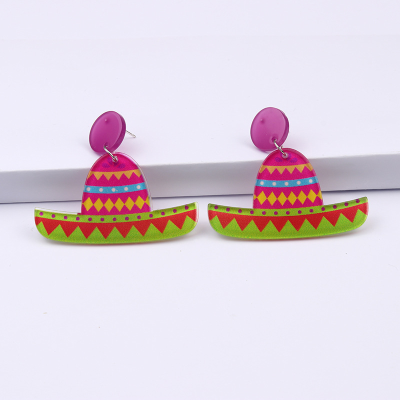 Geometric Pattern Cartoon Style Geometric Arylic Drop Earrings