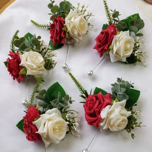 Factory Direct Sales Forest-Style Double Dewdrop Rose Artificial Flower Corsage Travel Photo Party Clothing Decoration