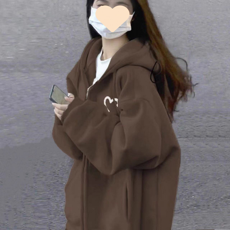 무거운 실버 폭스 벨벳 코튼 지퍼 재킷 여성 가을 및 겨울 새로운 게으른 스타일 느슨한 캐주얼 올 매치 트렌디 가디건 재킷