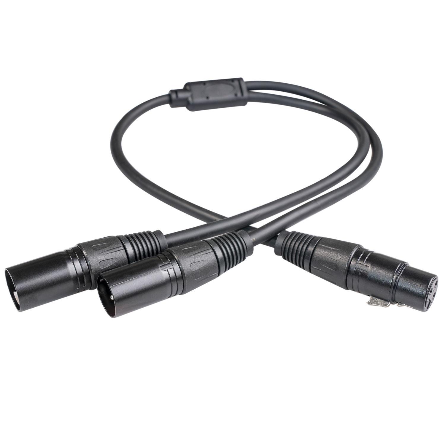 新品 無氧銅編織屏蔽 XLR 3pin 接口卡農一母轉二公轉接線0.5米