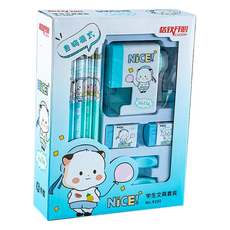 Temporada escolar estudiante regalo papelería traje sacapuntas borrador titular de la pluma 17 unidades traje regalo de los niños