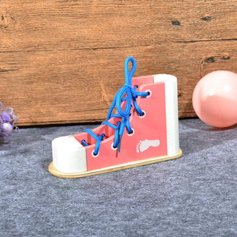 Material didáctico de educación temprana Montessori Cordones de madera para niños Cordones de zapatos Juegos de vida Juguetes de jardín de infantes de madera