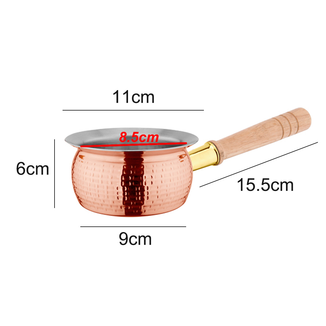 304 Stainless Steel Small Milk Pot Thickened Coffee Pot Butter Heating Melter Wooden Handle Saucepan Sauce Pot