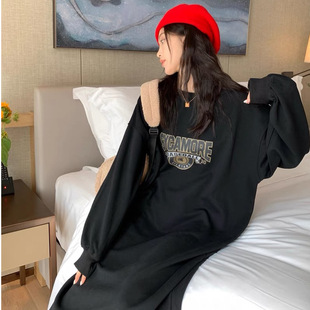Actual price official figure 65 fish scale pocket spring and autumn plus size 200kg round neck split chubby girl garment length