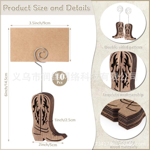 Havawish 10 pieces of wooden denim boots meal holders and 10 cowhide…