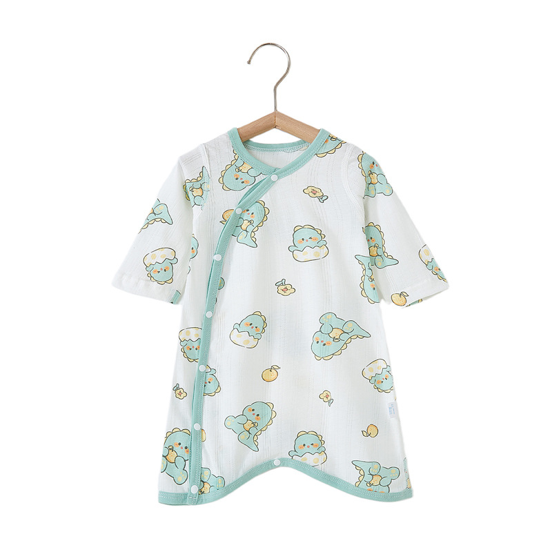 Infant and toddler nightgown, thin, pure cotton, antibacterial, long-sleeved, air-conditioned, baby anti-kick pajamas, summer nightgown.