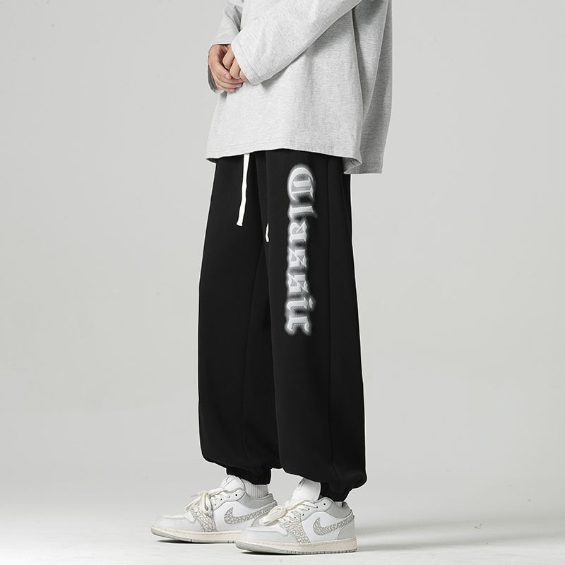 Korean-style Letter Printed Floral Foot Casual Trousers Men's Spring and Autumn 2024 New Fashionable Loose All-match Sports Pants