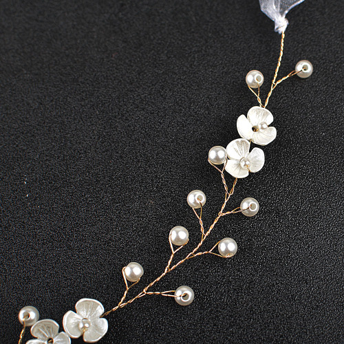 Bridal headdress, wedding accessories, pearl three-petal flower handmade soft headdress, forest style fairy hair hoop, wedding dress, hair accessories