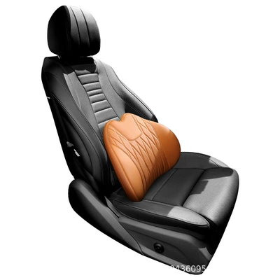 Waist support – Lumbar Support Cushion for Driving - cayenne-orange-one-lumbar-support-genuine-leather-c-style-quilted-version-3d-full-support