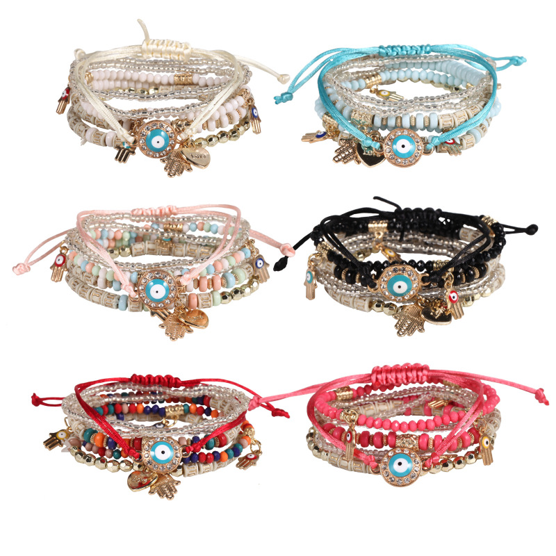 Cross-border selling European and American handmade beaded jewelry evil eyes bracelet demon eyes multi-layer bracelet wholesale