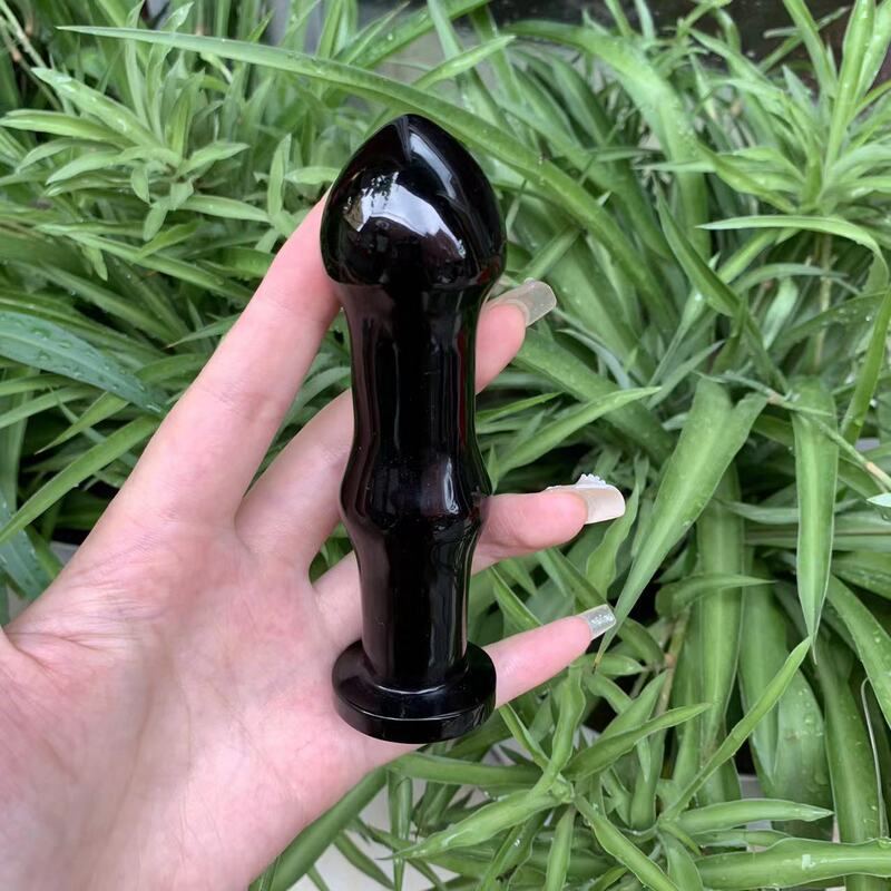 天然黑曜石水晶按摩棒原石打磨雕刻水晶摆件 图 4