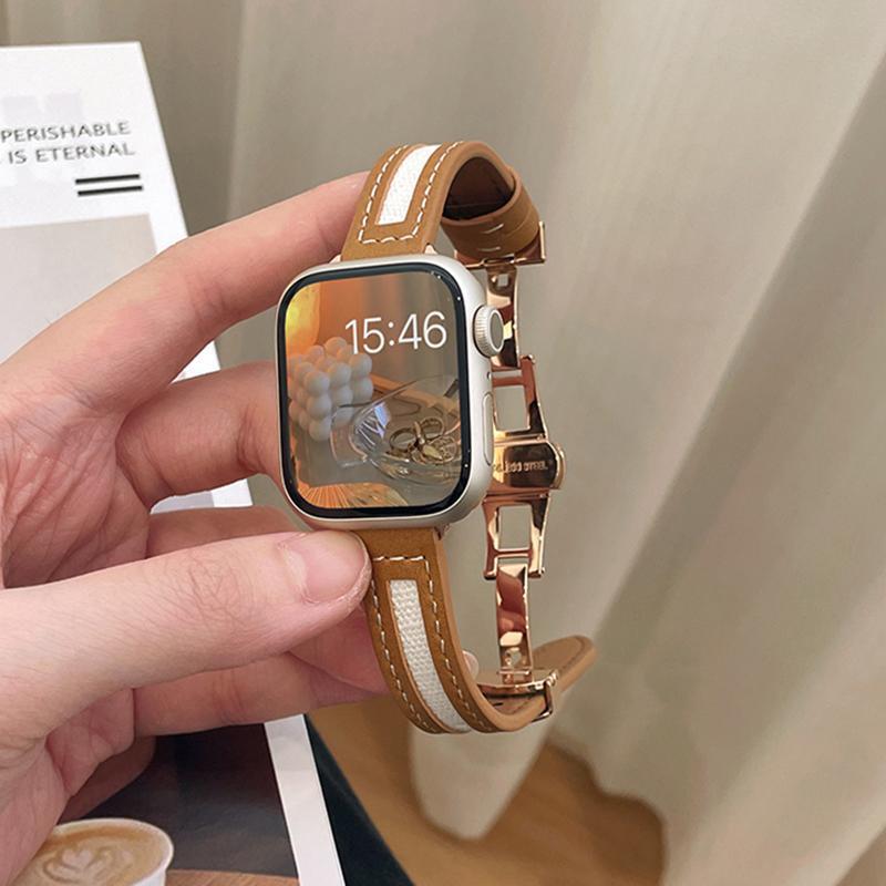New Canvas Butterfly Buckle Strap Suitable for Apple Watch 9, Apple Watch S10, iWatch 11 Generation, 98 Thin Strap for Women