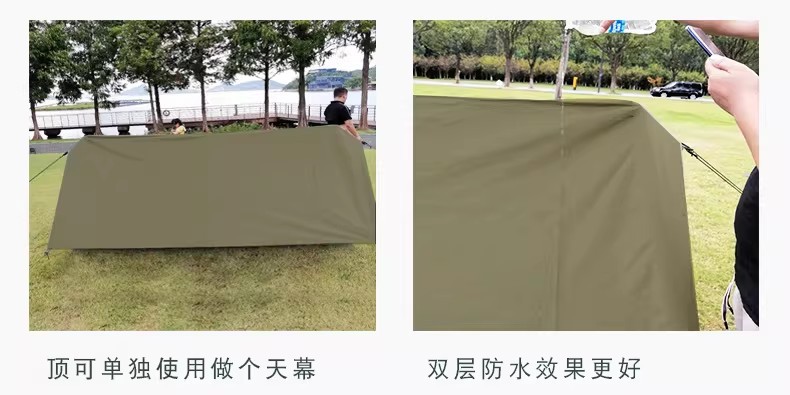 Outdoor Retro A-Shaped Tent for Two People, Rainproof Oxford Cloth Camping Tent, Portable Self-Driving Picnic Tent