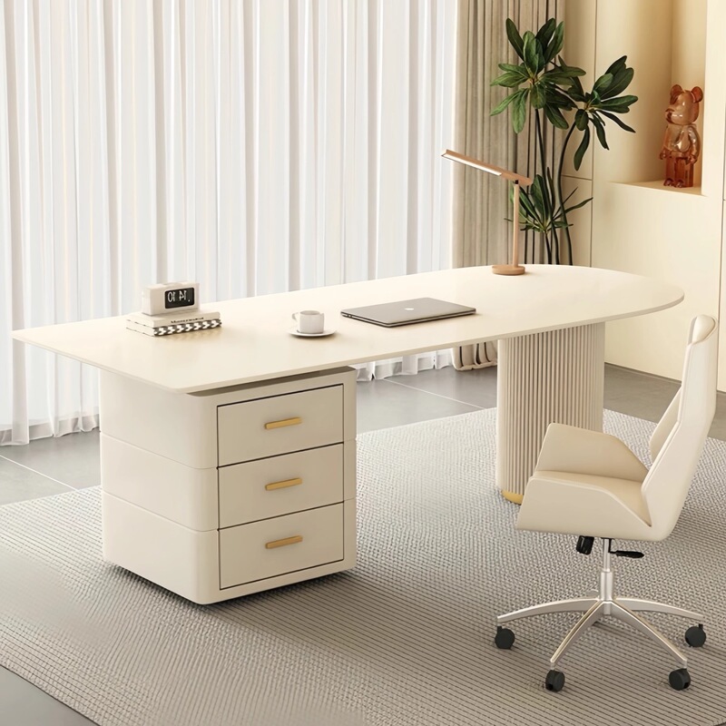 Luxurious modern minimalist desk with rock slab surface, suitable for home use, beauty salon, medical beauty consultation table, executive desk, office desk