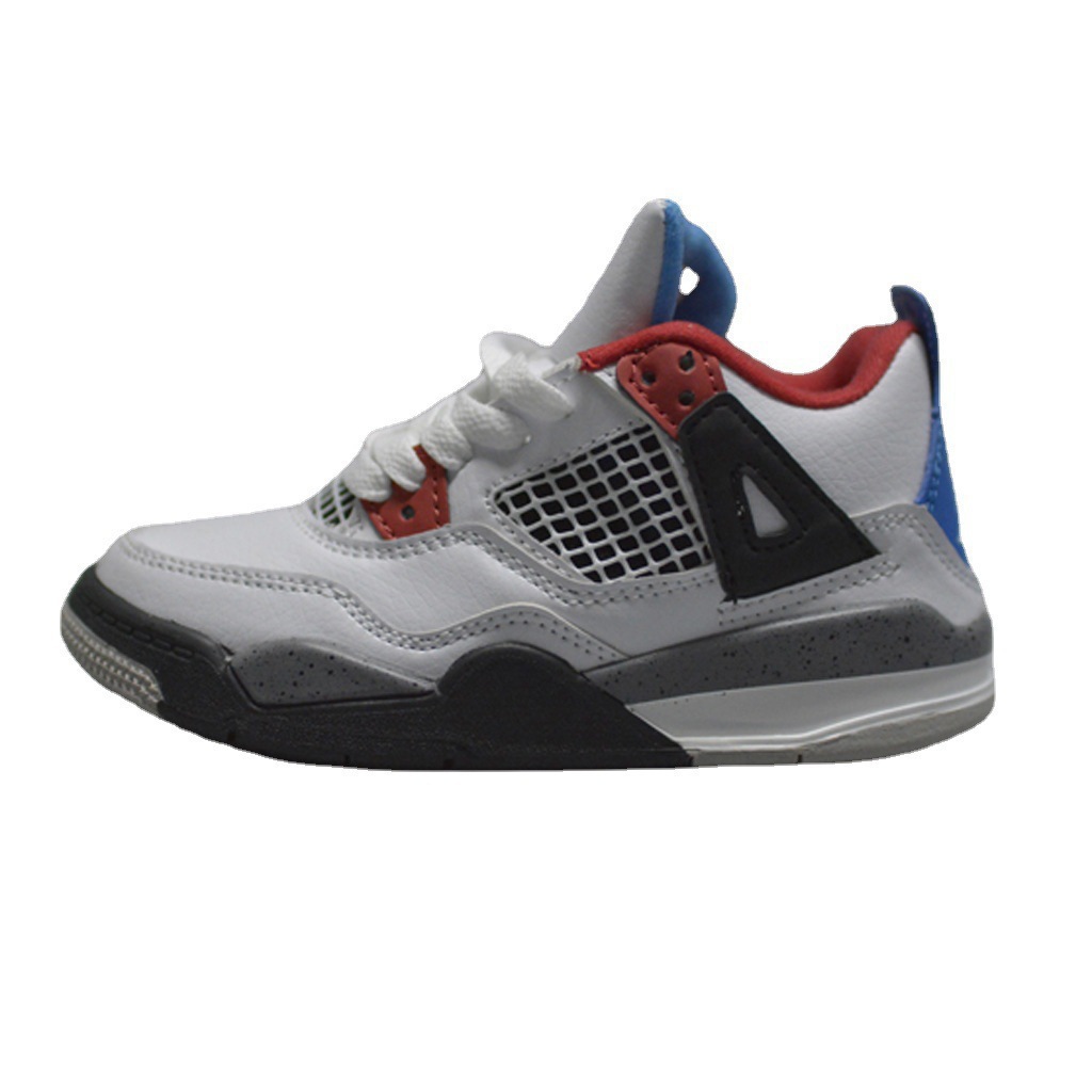 Venta al por mayor AJ4 zapatos para niños y niñas bebé Joe 4 zapatos de baloncesto niños mayores estudiantes zapatos de entrenamiento con cordones Putian zapatos de los niños Putian