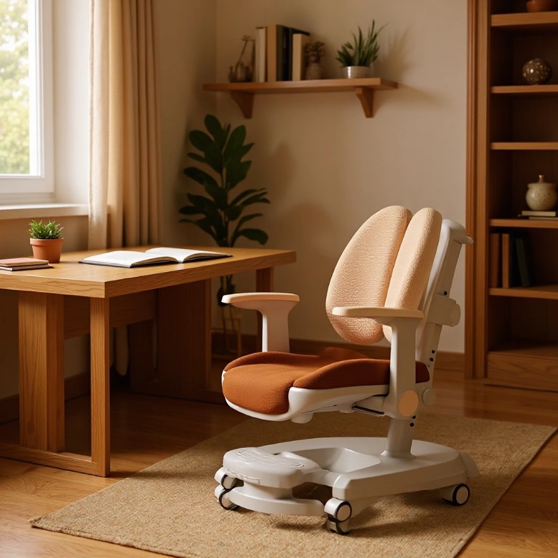 Ergonomic Children's Study Desk, Home Desk for Primary School Students, Writing Desk with Adjustable Backrest Chair